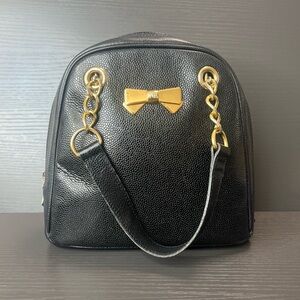 Nina Ricci Vintage Gold Bow Italian Leather Bag